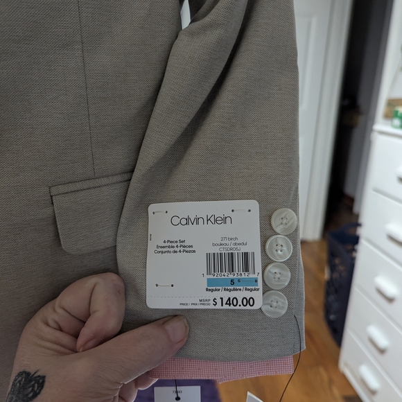 Calvin Klein Beige Suit with White Buttons - Picture 4 of 4